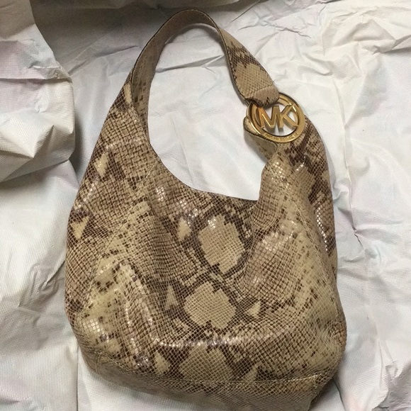 Michael Kors Python Snakeskin Print Embossed Shoulder Bag - Picture 2 of 5